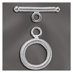 STERLING SILVER 14MM ROUND RIBBED TOGGLE CLASP