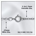 16" Sterling Silver Fine Round Cable Chain