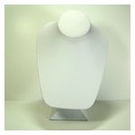 White Faux Leather Bust w/Stand